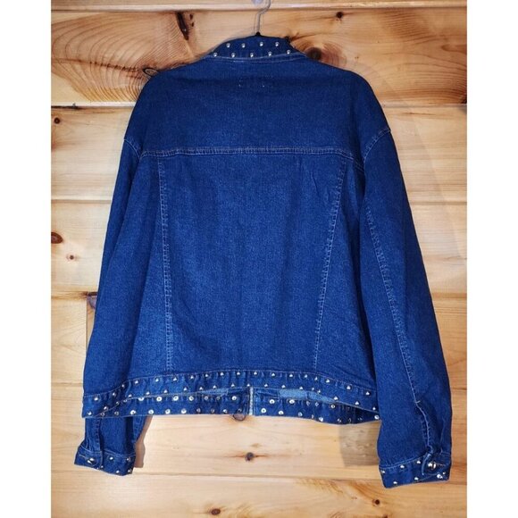 Vintage L A Blues Women Plus Size 22/24 Jean Jacket Full Zip Front Studded - Picture 2 of 11